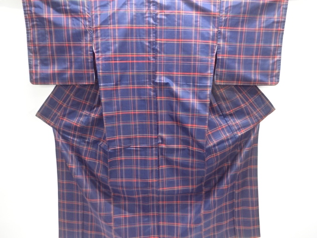 格子織り出し米沢紬着物アンサンブル